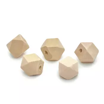 Бусины деревянные неокрашенные многогранник 14*14 мм, 5шт