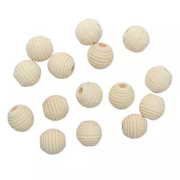 Бусины деревянные неокрашенные резьбовые 12*13 мм,12 шт