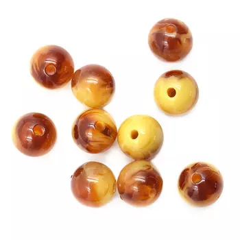 Бусины из смолы, имитация камня, 11мм, 10шт/упак (т.янтарь)