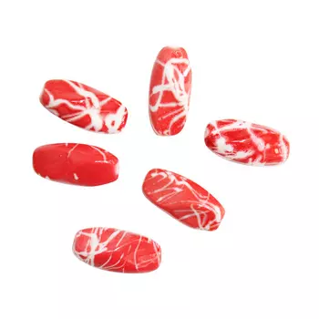 Бусины пластиковые, 30*15 мм, упак./8 шт., Astra&amp;Craft (5-30 красный/белый)