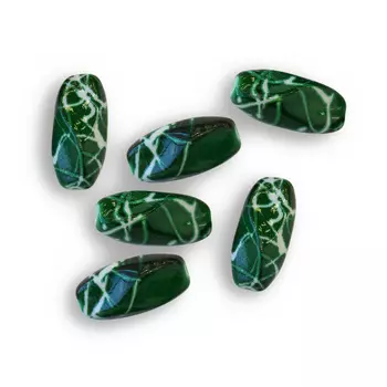 Бусины пластиковые, 30*15 мм, упак./8 шт., Astra&amp;Craft (6-30 зеленый/голубой/белый)