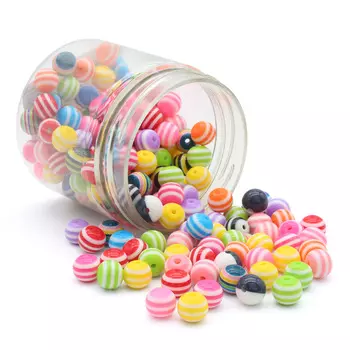 Бусины полосатые 10мм, 180шт (+/-5%), Astra&amp;Craft