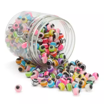 Бусины разноцветные глазки, 8мм, 330шт (+/-5%), Astra&amp;Craft