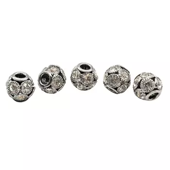 Бусины со стразами (10 страз), 5 шт/упак (черный никель)