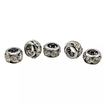 Бусины со стразами (6 страз), 5 шт/упак (черный никель)