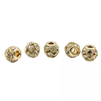 Бусины со стразами 6мм. (10 страз), 5шт/упак (золото)