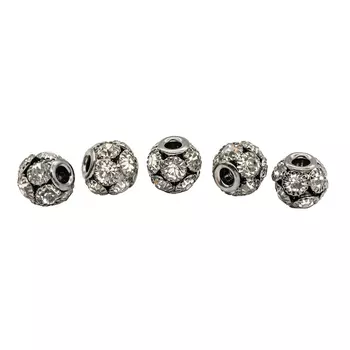 Бусины со стразами 9мм. (10 страз), 5шт/упак (черный никель)