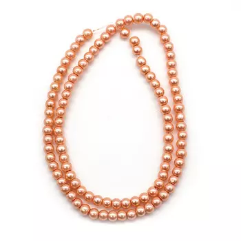 Бусины стеклянные на нитке, 4 мм, длина 40 см, Astra&amp;Craft (SA-29 персик)