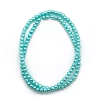 Бусины стеклянные на нитке, 4 мм, длина 40 см, Astra&amp;Craft (SB-26 голубой)