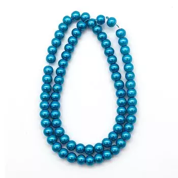 Бусины стеклянные на нитке, 6 мм, длина 40 см, Astra&amp;Craft (SB-38 синий)