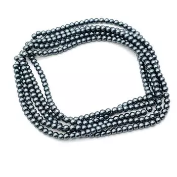 Бусины стеклянные на нитке, 6 мм, длина 40 см, Astra&amp;Craft (SB-27 графит)