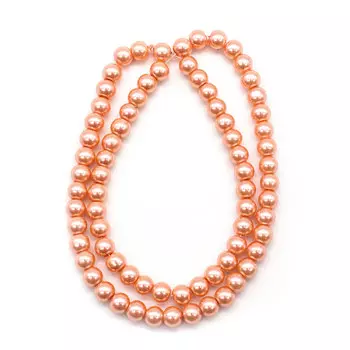 Бусины стеклянные на нитке, 6 мм, длина 40 см, Astra&amp;Craft (SA-29 персик)