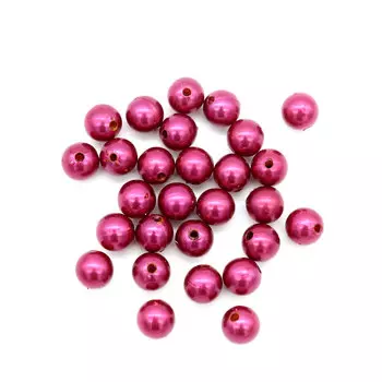 Бусы круглые, пластик, 12мм (В38 малиновый)