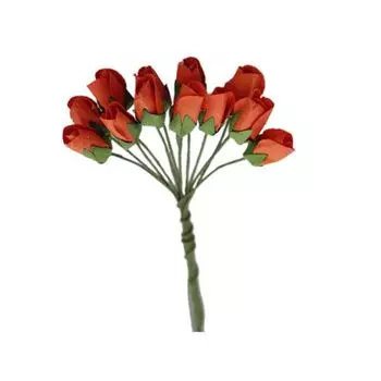 Бутоньерки бумажные 'Розы', 9,5 см (оранжевый)