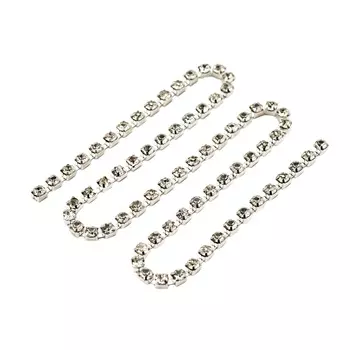 ЦС001СЦ3 Стразовые цепочки (серебро), цвет: белый, размер 3 мм, 30 см/упак.