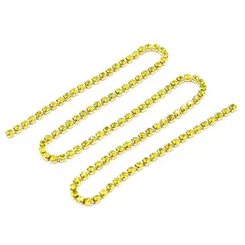 ЦС008ЗЦ2 Стразовые цепочки (золото), цвет: желтый, размер 2 мм, 30 см/упак.