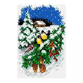 CZ016 Мозаика на деревянной основе 'Накануне праздника', 20*30 см