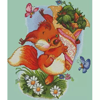Д-006 Канва с рисунком 'Гелиос' 'Бельчонок', 35х42 см