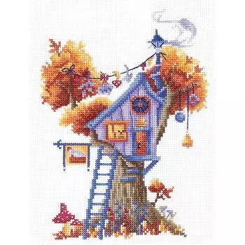 Д-20 Набор для вышивания 'Домики на дереве. Загадочный ' 13*18см