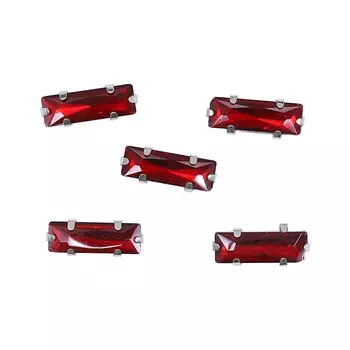 ДЦ001НН515 Хрустальные стразы в цапах прямоугольные (серебро) красный 15мм, 5шт/упак Astra&amp;Craft