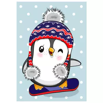 DE7083 Картина стразами РТО 'Зимняя прогулка' 19х27см