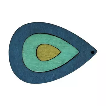 Декоративная деревянная подвеска капля, 50*36 мм, 'Астра' (2162-02)