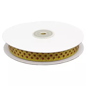 Декоративная лента 'Мелкие звездочки', DM-010,15 мм*32,9м золото/красный