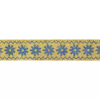 Декоративная лента'Ромашки', DM-006, 15 мм*32,9м золото/синий