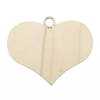 Деревянная заготовка Подвеска Сердечко №1 10см 4 мм (L-32) Астра