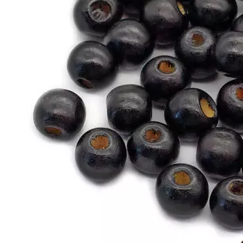 Деревянные бусины круглые, 10 мм, упак./50 гр., 'Астра' (черный)
