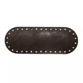 Дно для сумки кожаное Абстр с кругом, 26см*9,5см, дизайн №4024, 100% кожа (темно-коричневый)