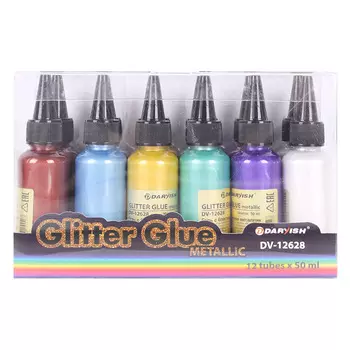 DV-12628 Набор Гель с блестками (металлик) 6 цветов, 12 штук по 50мл