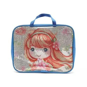 DV-13075 Папка детская с ручками для девочек 'Девочка в цветах' (с пайетками)