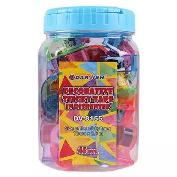 DV-8155 Лента декоративная липкая в диспенсере 12мм*2,8м 45шт/уп, цвет ассорти