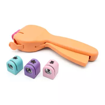 DV-9082 Дырокол фигурный (4 съёмные насадки) размер формы 9,5мм, оранжевый