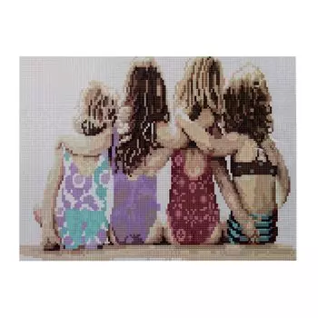EZ018 Мозаика на деревянной основе 'Подружки', 30*40см