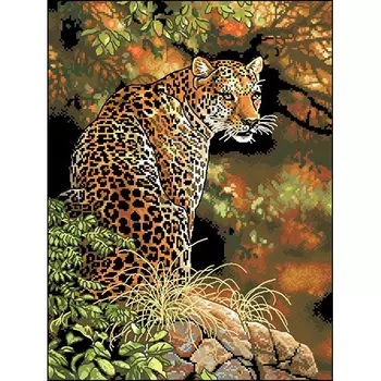 Ф-040 Канва с рисунком 'Гелиос' 'Леопард', 35,5х46,5 см