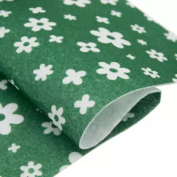 Фетр листовой мягкий с рисунком 'Цветочки', 1.0мм, 180гр, 20х30см, 5 шт/упак Astra&amp;Craft (YF 664 зеленый)