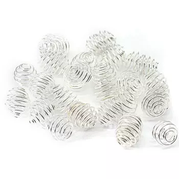 FIN0807 Бусина-спираль, d 9 мм, упак./40 шт., 'Астра' (серебро)