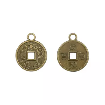 FS11693 Подвеска металлическая монета Дракон d-15мм, 2шт/упак, Astra&amp;Craft