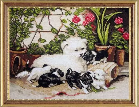 G-1144 Набор для вышивания 'Гобелен Классик' 'Щенки в саду', 20х28 см
