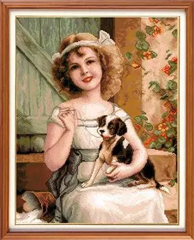 G-801 Набор для вышивания 'Гобелен Классик' 'Девочка с собачкой', 26,4х32 см