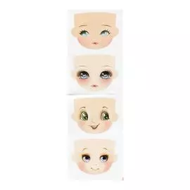 GDVIG01 Фоамиран с принтом 'Кукольное лицо 1',100*85 мм, 4 шт. на листе, 12*40 см, Renkalik