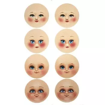 GDVIP03 Фоамиран с принтом 'Кукольное лицо маленькое', 8 шт на листе Renkalik