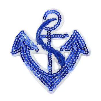 ГФ606 Термоаппликация Якорь 65*65мм (белый/синий цв.040)
