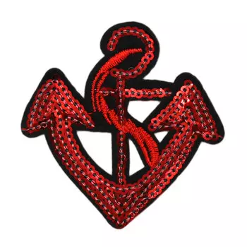 ГФ606 Термоаппликация Якорь 65*65мм (черный/красный цв.820)