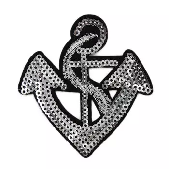 ГФ606 Термоаппликация Якорь 65*65мм (черный/серебро)