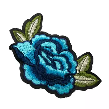 ГФ614 Термоаппликация Роза 12,5*7,7см, синяя