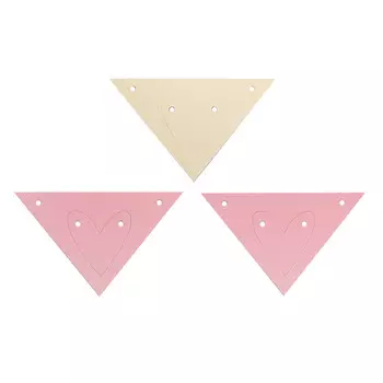 ГИР4003 Заготовка для гирлянды Треугольник Сердце Розовый/Кремовый