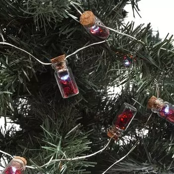 Гирлянда светодиодная на батарейках с бутылочками, 2 м, красный